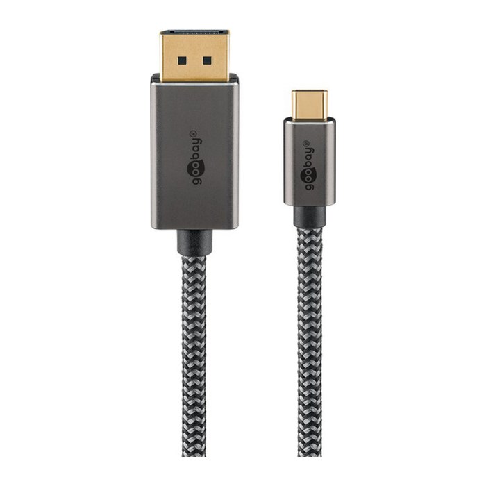 goobay USB-C 3.1/DisplayPort Kabel 3,0 m silber, schwarz, 1 St.