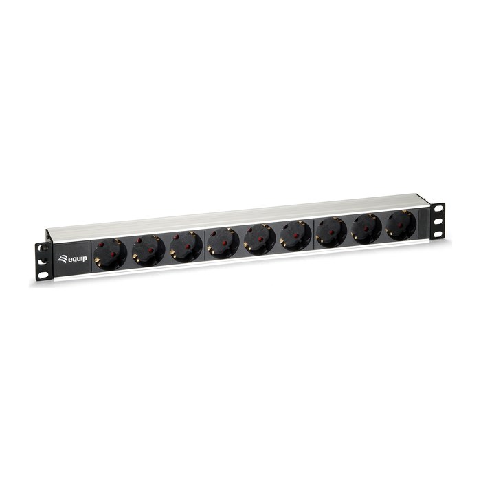 Equip 19" Steckdosenleiste 9xSchuko->St.90° si. Alu.