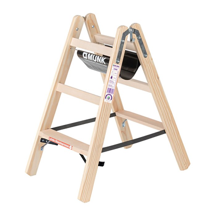 MUNK Stehleiter beidseitig 33806 natur 2x 3 Sprossen, H: 97,0 cm