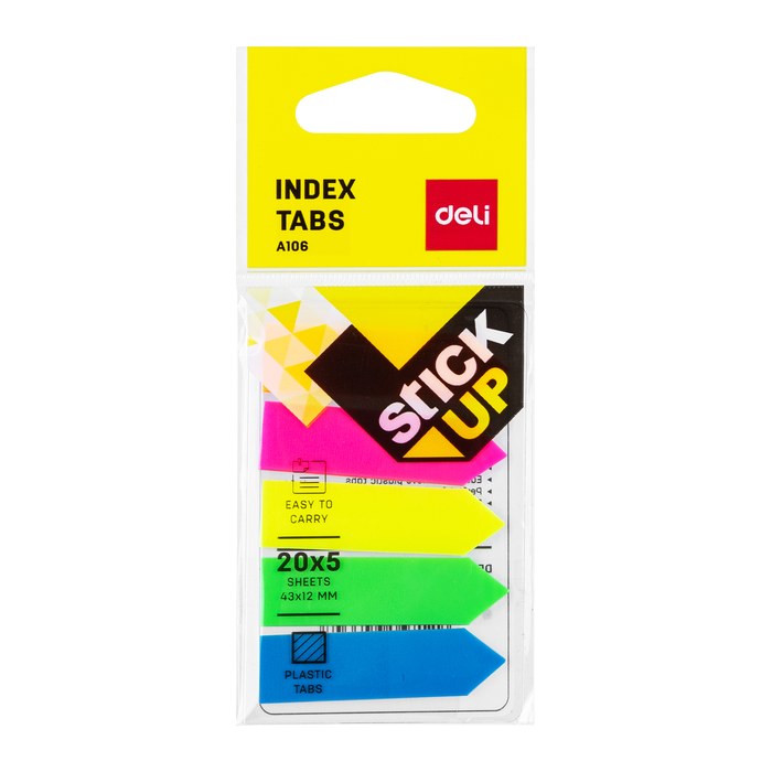 DELI Haftnotizen Index PP Stick Up 5x1,2 cm 100 St. farbig
