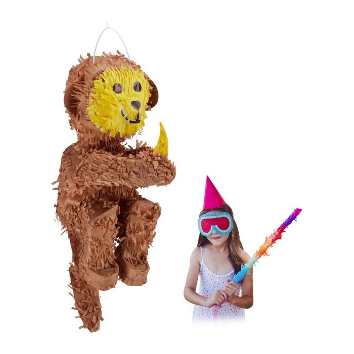 relaxdays Piñata braun/gelb Affe, 1 St.