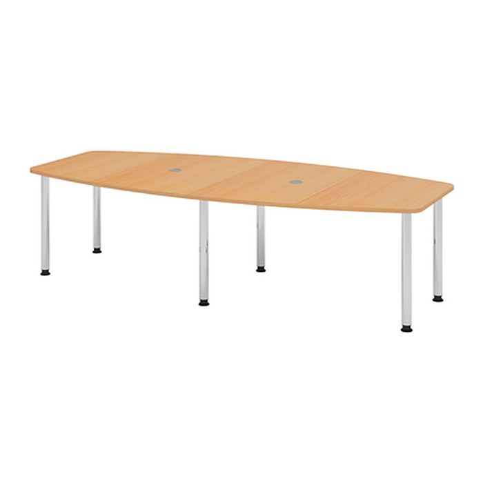 HAMMERBACHER Konferenztisch KT28C buche Tonnenform, Rundrohr chrom, 280,0 x 85,0/130,0 x 72,0 - 74,0 cm