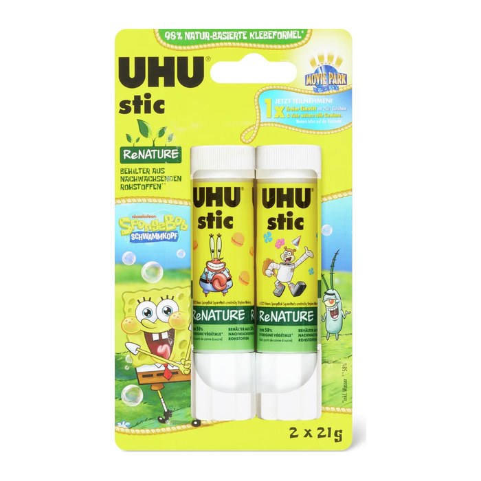 UHU stic ReNATURE SpongeBob Schwammkopf Klebestifte 21,0 g, 2 St.