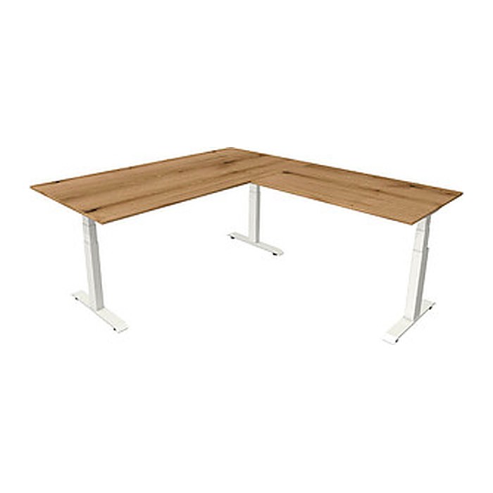 Kerkmann Move 4 elektrisch höhenverstellbarer Schreibtisch eiche rechteckig, T-Fuß-Gestell weiß 200,0 x 220,0 cm