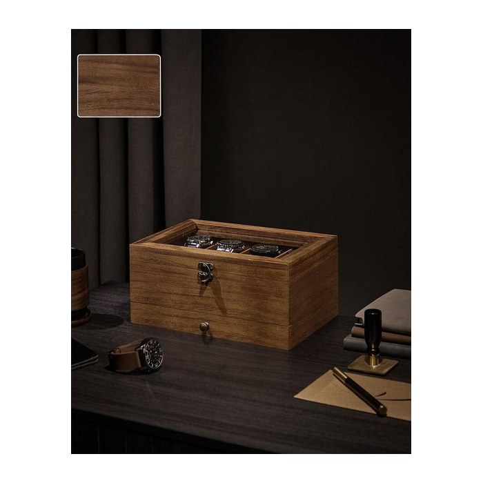 SONGMICS Uhrenbox Walnuss 27,0 x 19,0 x 12,5 cm, 1 St.