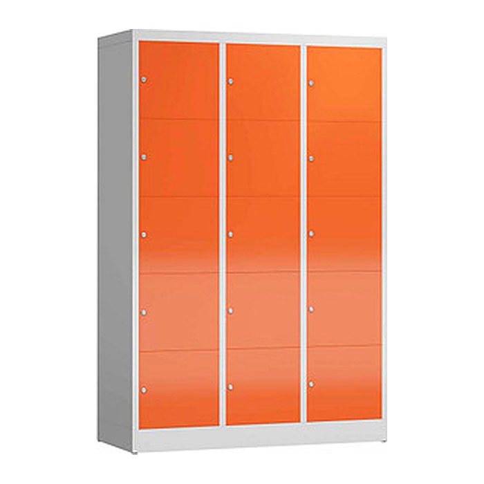 ClassiX Schließfachschrank feuerrot, lichtgrau X-523534, 15 Schließfächer 118,5 x 50,0 x 180,0 cm