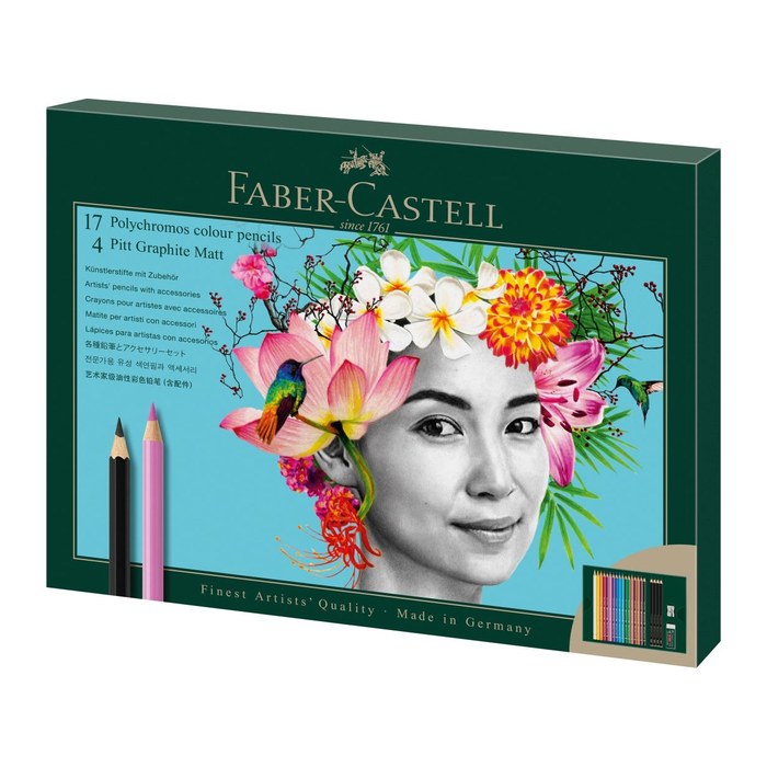 FABER-CASTELL Polychromos & Pitt Graphite Matt Malset farbsortiert, 23 St.
