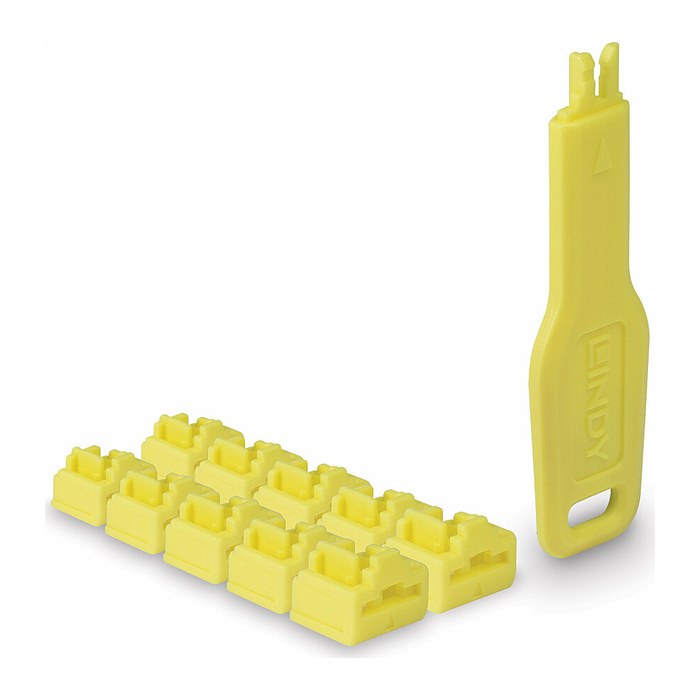 LINDY RJ45 Port Schlösser GELB, 10 Stck + 1 Schlüssel