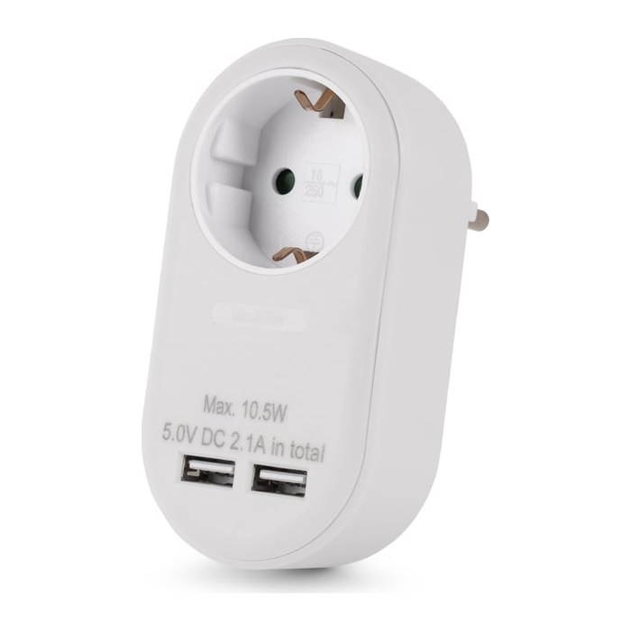 Entac Steckdosenadapter + 2x USB-A weiß