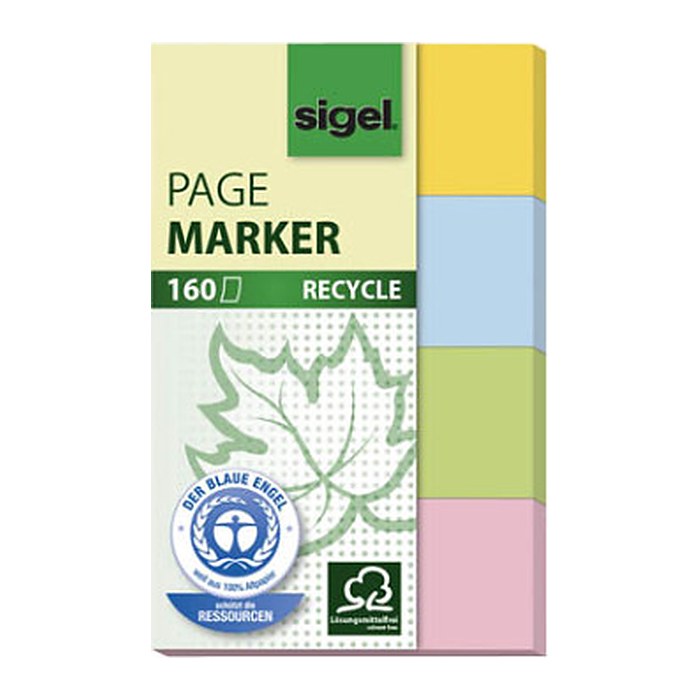 SIGEL RECYCLE Haftmarker farbsortiert 4x 40 Streifen