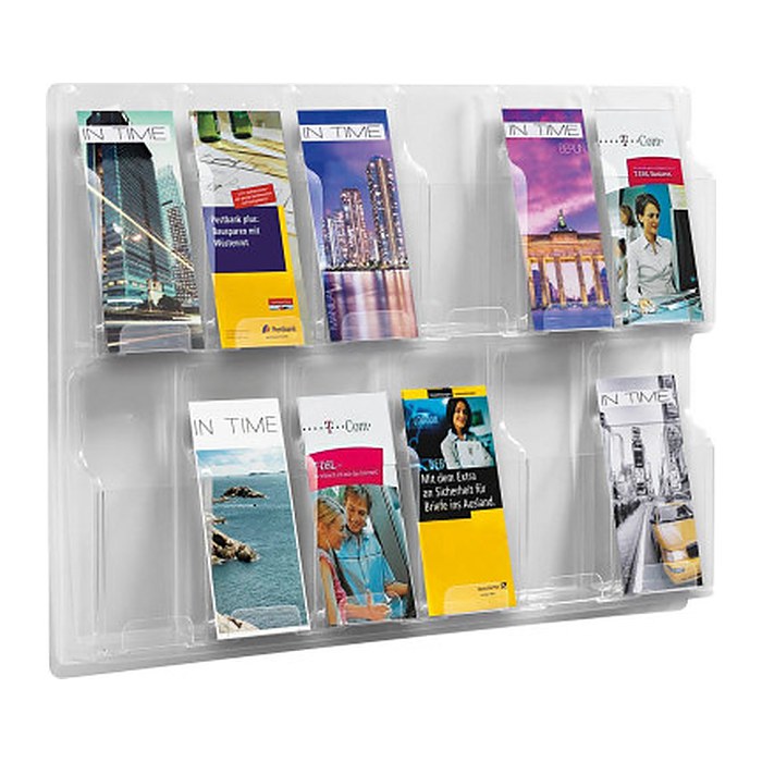 helit Wandprospekthalter transparent 1/3 DIN A4 76,6 x 5,1 x 52,0 cm, 1 St.