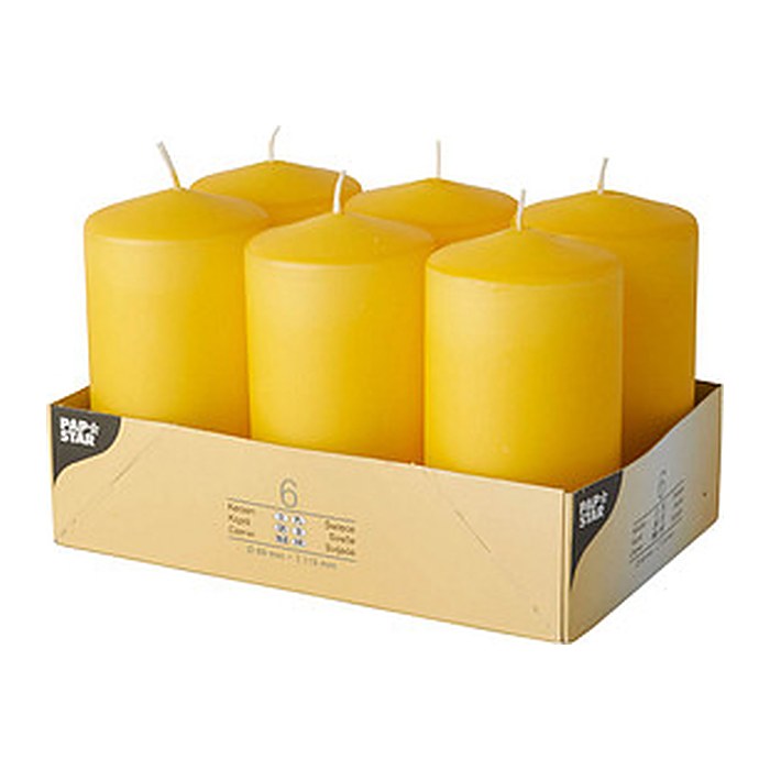 STARPAK Stumpenkerze goldgelb, 6 St.