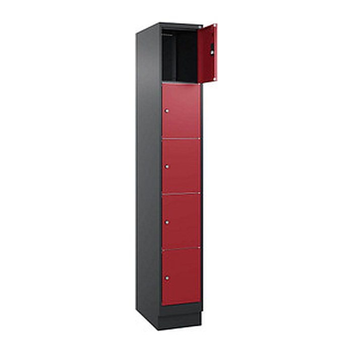 CP Schließfachschrank Classic PLUS rubinrot, schwarzgrau 080020-105 S10032, 5 Schließfächer 30,0 x 50,0 x 195,0 cm