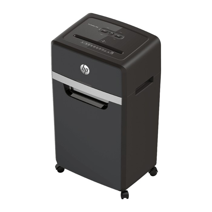 HP Pro Shredder 16MC Aktenvernichter mit Partikelschnitt P-5, 2 x 15 mm, bis 16 Blatt, schwarz