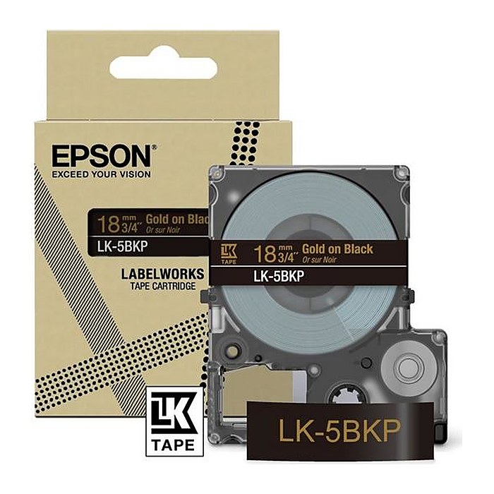 EPSON Schriftband LK LK-5BKP C53S672095, 18 mm, gold auf schwarz, 1 St.