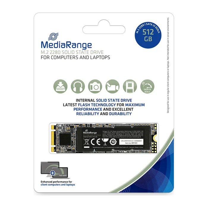 MediaRange M.2 SSD SATA 3 512GB TLC NAND schwarz