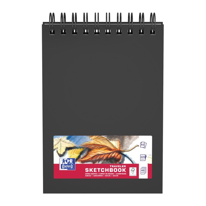 OXFORD Skizzenbuch Sketchbook DIN A5 blanko, schwarz Hardcover 40 Seiten, 1 St.