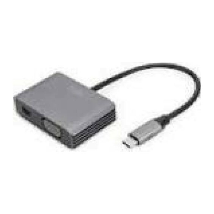 DIGITUS Adapter USB-C St. -> VGA Bu./MiniDP Bu. 4K/30Hz 20cm