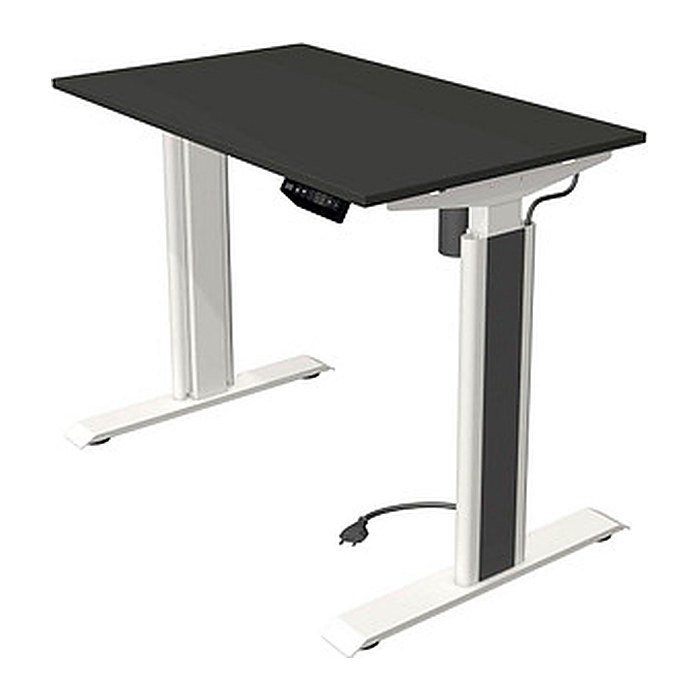 Kerkmann Move 1 advance elektrisch höhenverstellbarer Schreibtisch anthrazit rechteckig, T-Fuß-Gestell weiß 100,0 x 60,0 cm