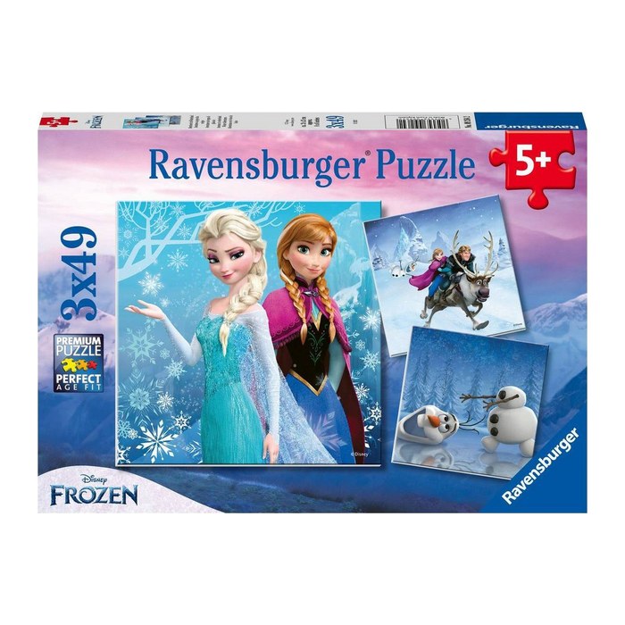 Ravensburger Disney Frozen Abenteuer im Winterland Puzzle, 3 x 49 Teile