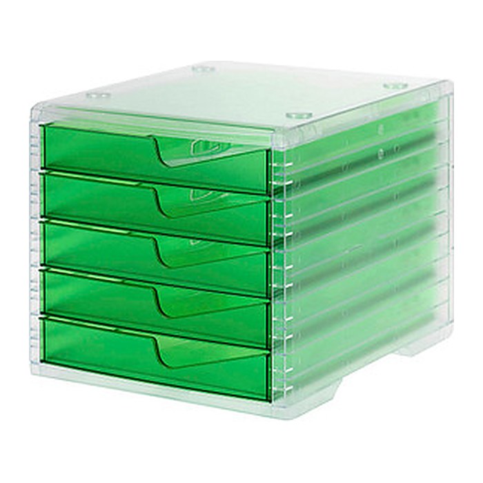 styro Schubladenbox styroswingbox light gecko 275-8430.25124, DIN A4 mit 5 Schubladen, 1 St.