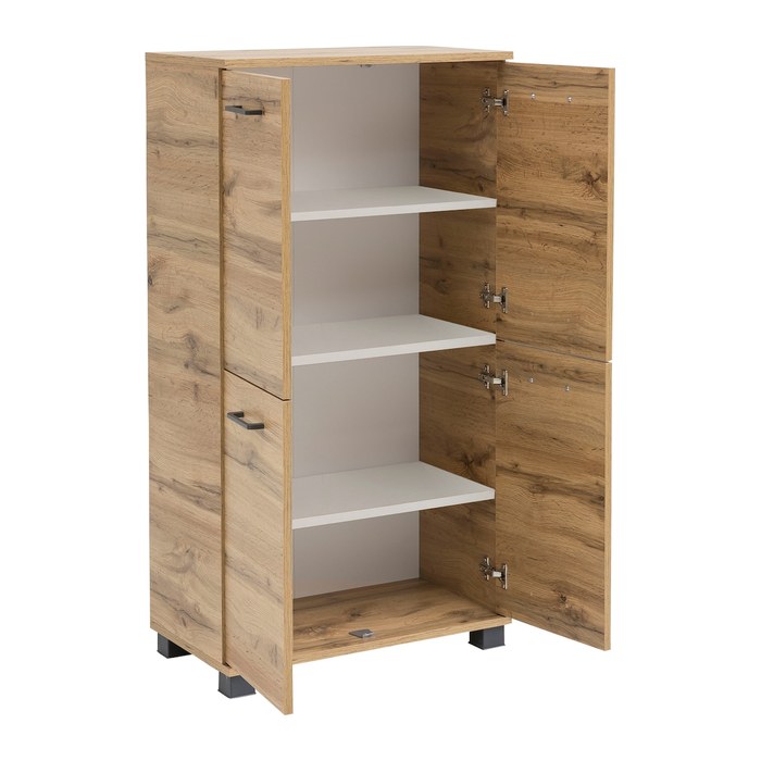 MÖBELPARTNER Badschrank Nora 144971 eiche landhaus 59,8 x 32,6 x 116,9 cm