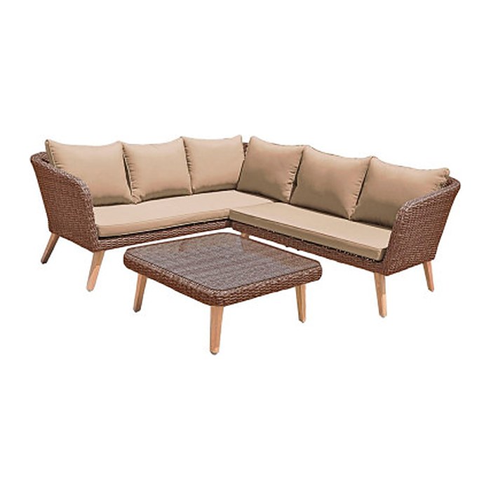 Garden Pleasure Loungegruppe PAMPLONA beige, braun Kunststoff, 10-teilig