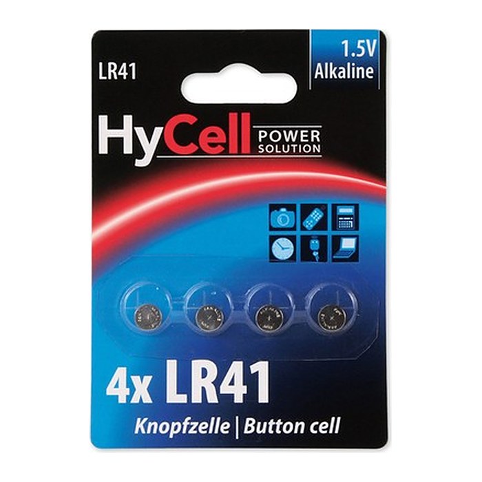 HyCell Knopfzellen LR41 Alkali-Mangan 1,5 V, 4 St.