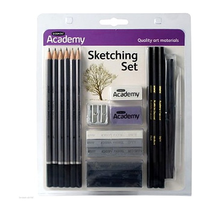 DERWENT Academy Graphitstifte-Set B, H, HB, 2B, 4B, 6B grau, 1 St.