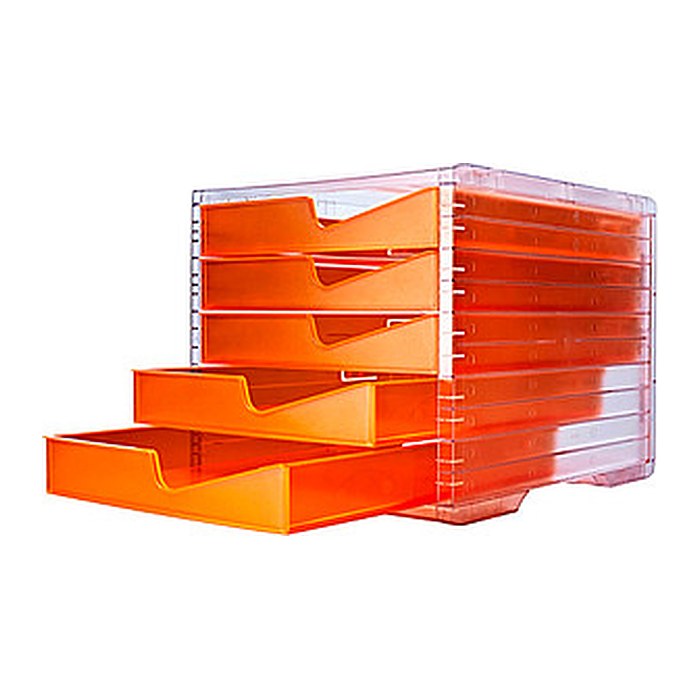 styro Schubladenbox styroswingbox NEONline  neon-orange 275-8430.2464, DIN A4 mit 5 Schubladen, 1 St.