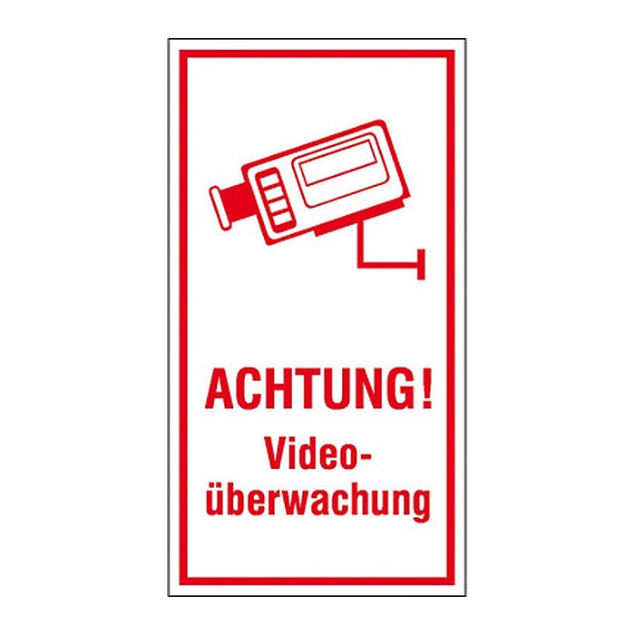 SafetyMarking® Hinweisaufkleber "Achtung! Videoüberwachung " rechteckig 8,0 x 15,0 cm, 1 St.