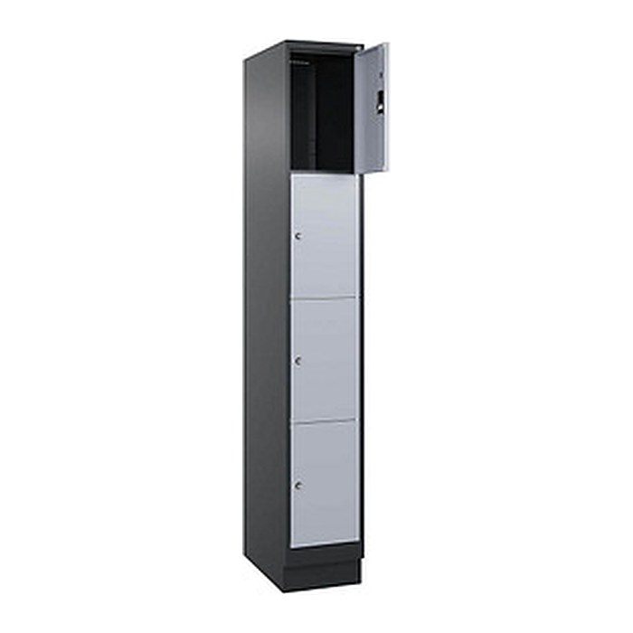 CP Schließfachschrank Classic PLUS schwarzgrau, weißaluminium 080020-104 S10013, 4 Schließfächer 30,0 x 50,0 x 185,0 cm