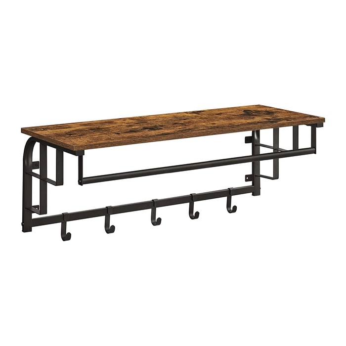 VASAGLE Wandgarderobe braun Holz 5 Haken 80,0 x 27,0 cm, 1 St.