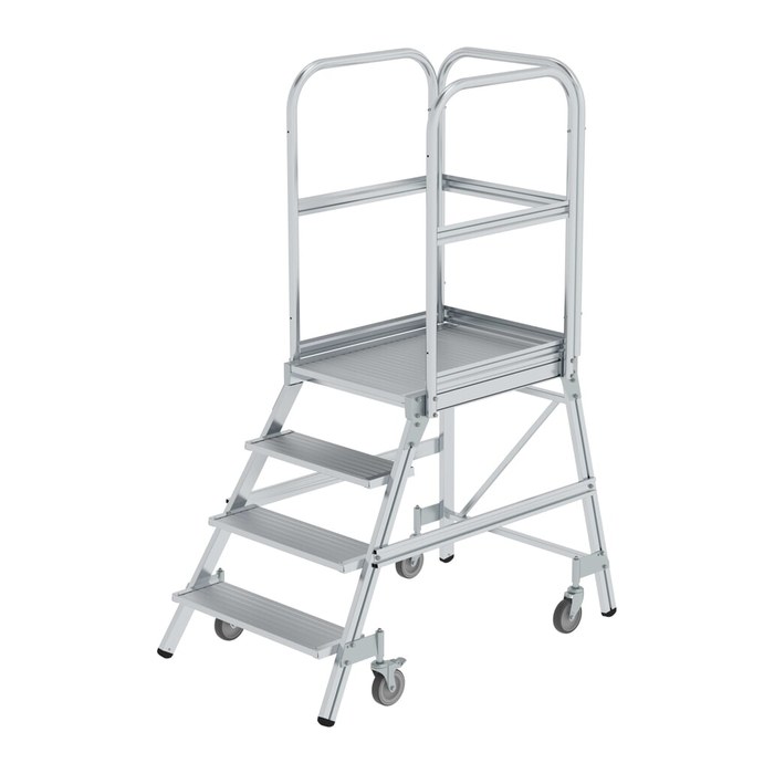 MUNK Podestleiter 50104 fahrbar silber 4 Stufen, H: 196,0 cm