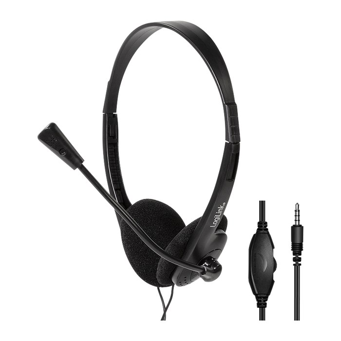 Logilink Stereo-Headset, 1x 3,5-mm-Klinke Bügelmikro Eco-Box