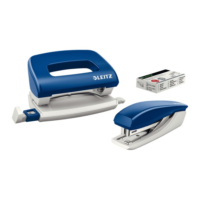 LEITZ Locher und Heftgeräte Set NeXXt 5058 und 5517 Mini blau