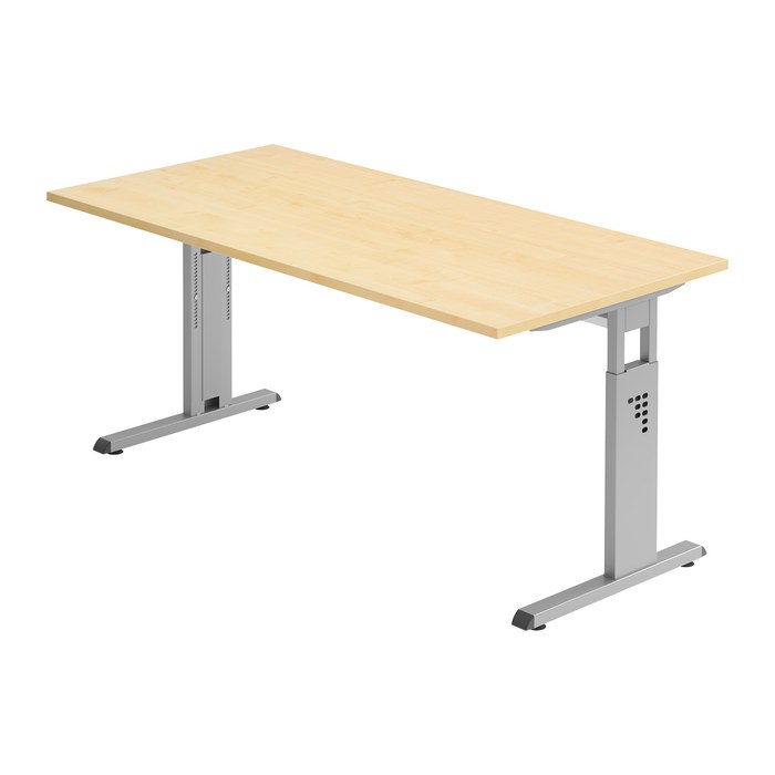 HAMMERBACHER OS 16 höhenverstellbarer Schreibtisch ahorn rechteckig, C-Fuß-Gestell silber 160,0 x 80,0 cm