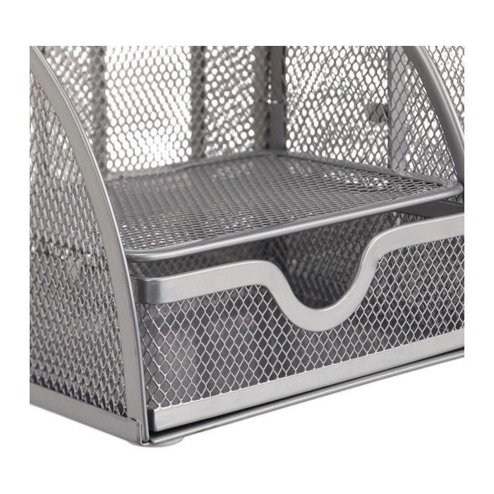 relaxdays Schreibtisch-Organizer schwarz Metall 6 Fächer 27,5 x 14,0 x 12,5 cm