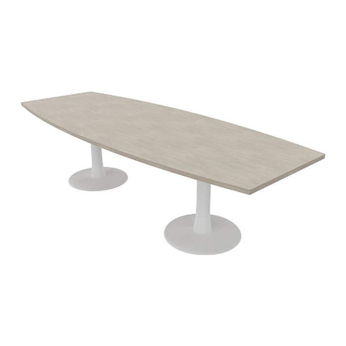Quadrifoglio Konferenztisch Idea+ beton Tonnenform, Säulenfuß weiß, 280,0 x 80,0 - 110,0 x 74,0 cm