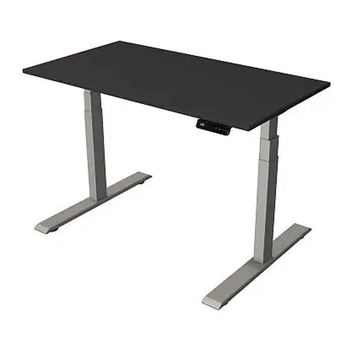 Kerkmann Smart office elektrisch höhenverstellbarer Schreibtisch anthrazit rechteckig, T-Fuß-Gestell silber 120,0 x 65,0 cm