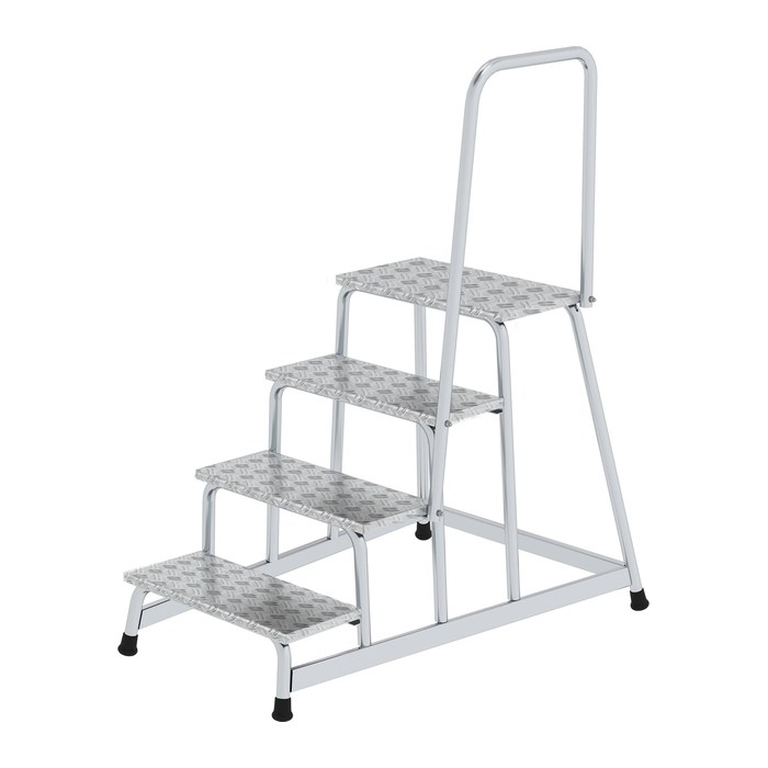 MUNK Montagetritt mit Handlauf 50044 silber 4 Stufen, H: 80,0 cm