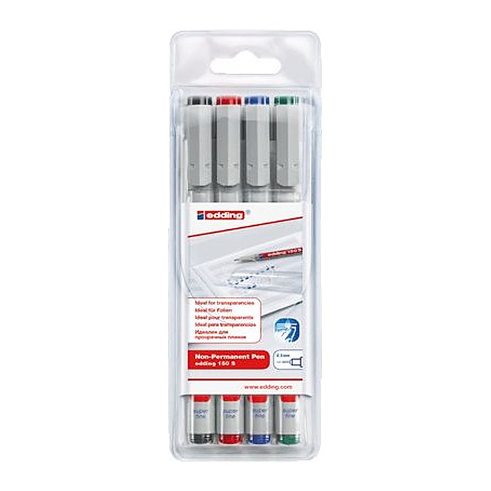 edding 150 Folienstifte-Set farbsortiert non-permanent, 4 St.