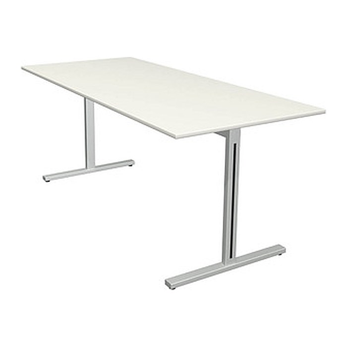 Kerkmann Form 1 Schreibtisch weiß rechteckig, T-Fuß-Gestell silber 180,0 x 80,0 cm