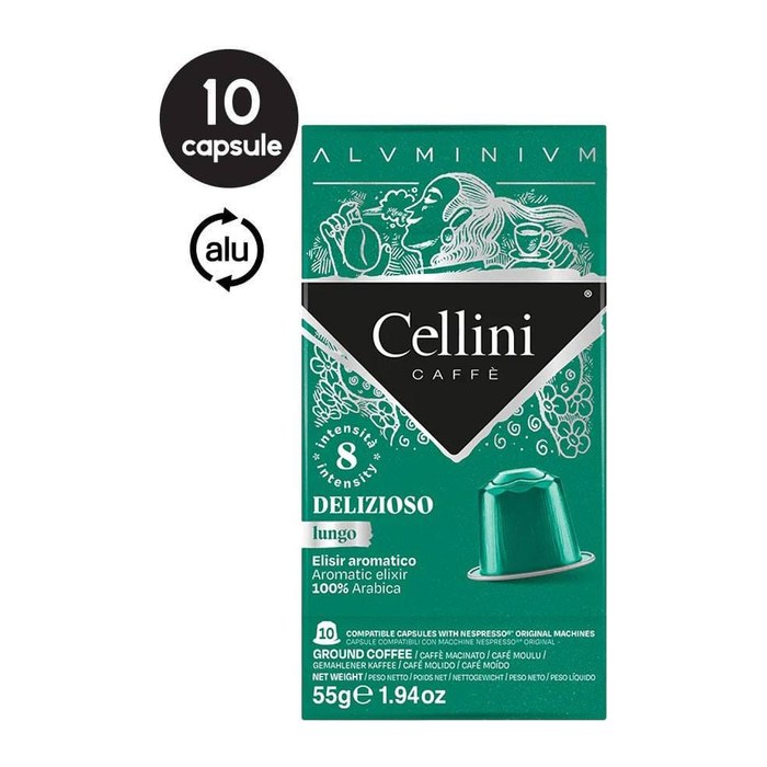 Cellini LUNGO DELIZIOSO Kaffeekapseln, Arabicabohnen kräftig, 10 St.