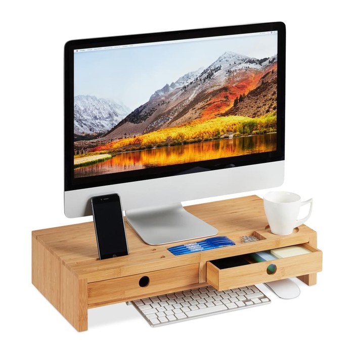 relaxdays Monitorständer braun