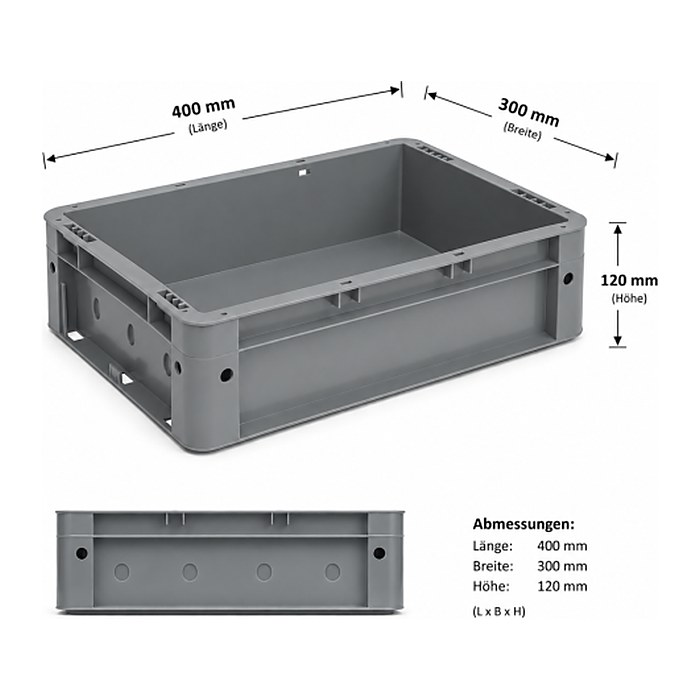 SCHULTE Eurobox grau 30,0 x 40,0 x 12,0 cm, 1 St.