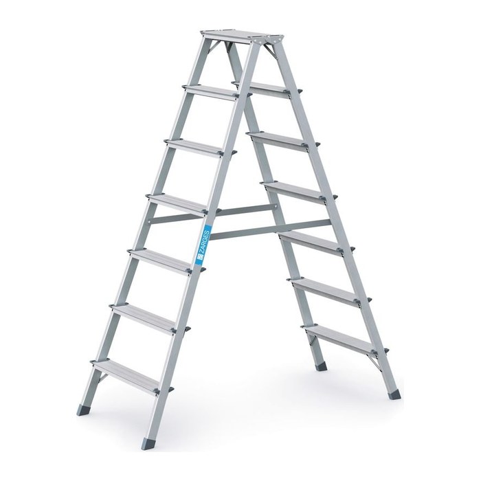 ZARGES Stehleiter beidseitig Scana B silber 2x 7 Stufen, H: 166,0 cm