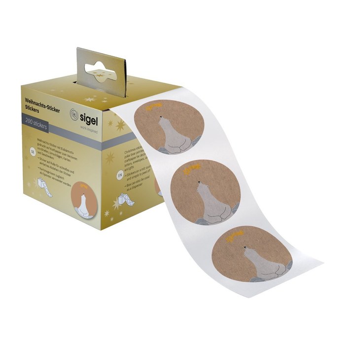 SIGEL Aufkleber Polar Bear Bär, natur 47,0 x 47,0 mm, 200 Etiketten