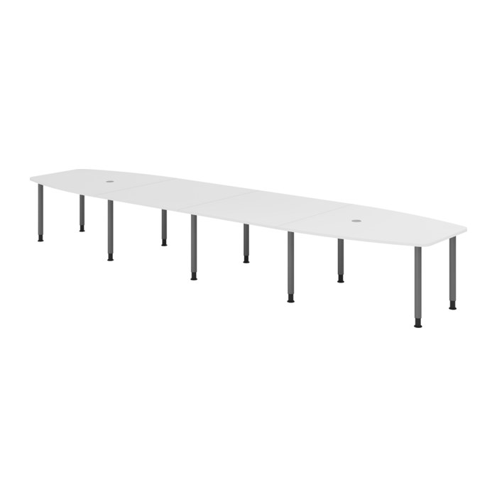 HAMMERBACHER Konferenztisch KT52C weiß Tonnenform, Rundrohr grau, 520,0 x 85,0/130,0 x 72,0 - 74,0 cm