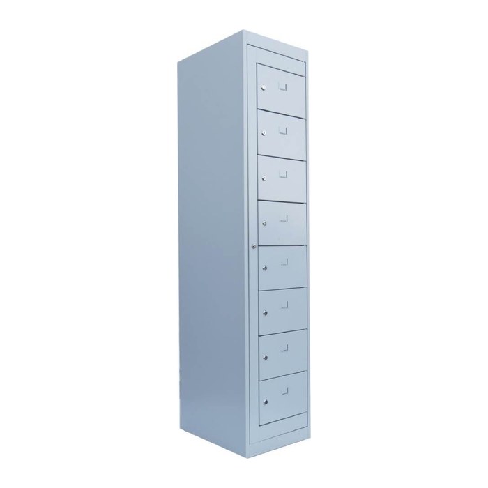 LÜLLMANN Schließfachschrank lichtgrau 526080, 8 Schließfächer 40,0 x 50,0 x 180,0 cm